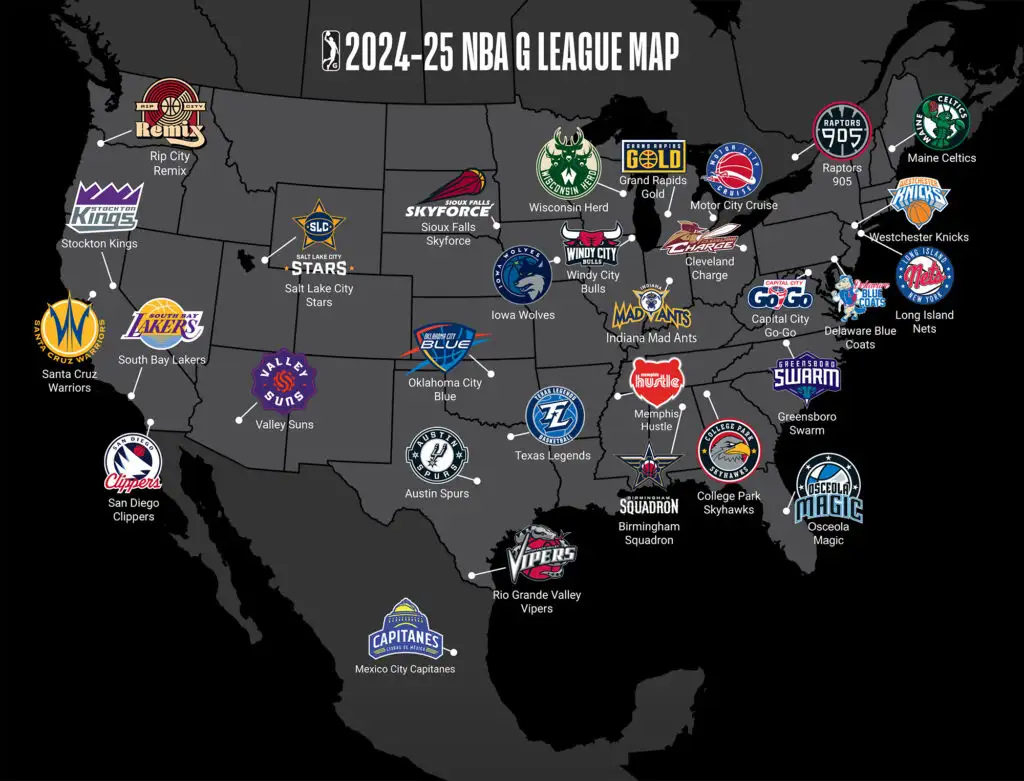 Carte de la NBA G League 2024-25